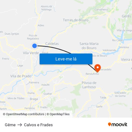 Gême to Calvos e Frades map