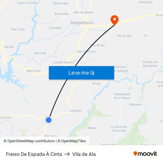 Freixo De Espada À Cinta to Vila de Ala map