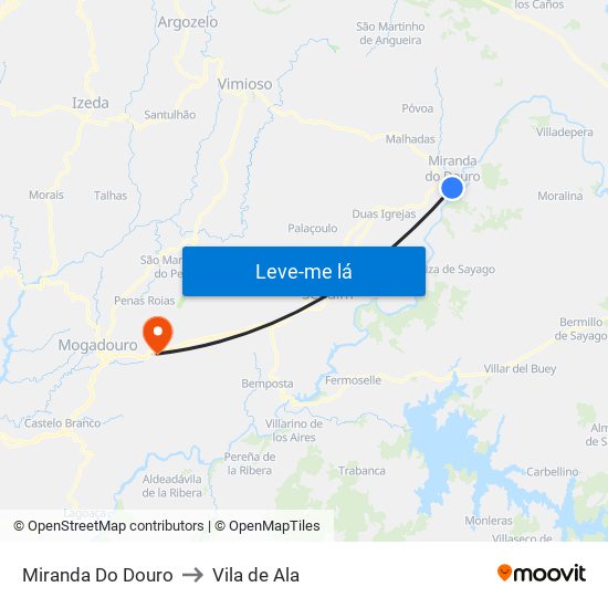 Miranda Do Douro to Vila de Ala map