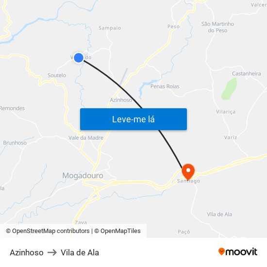 Azinhoso to Vila de Ala map