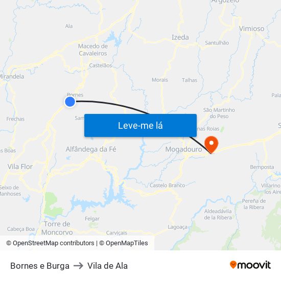 Bornes e Burga to Vila de Ala map