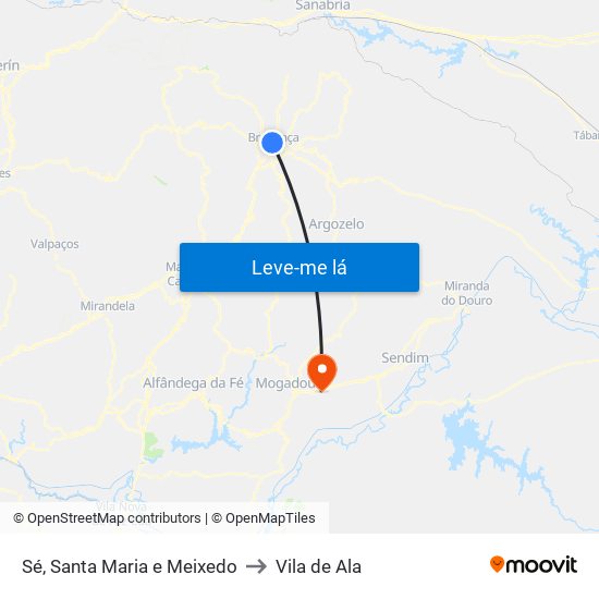 Sé, Santa Maria e Meixedo to Vila de Ala map