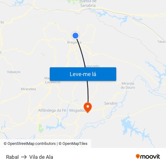 Rabal to Vila de Ala map