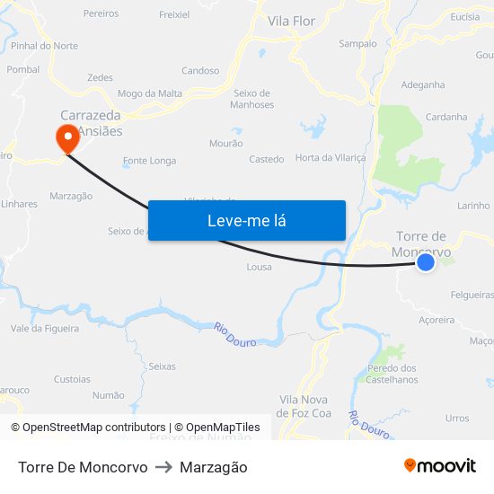 Torre De Moncorvo to Marzagão map