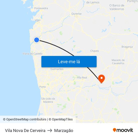 Vila Nova De Cerveira to Marzagão map
