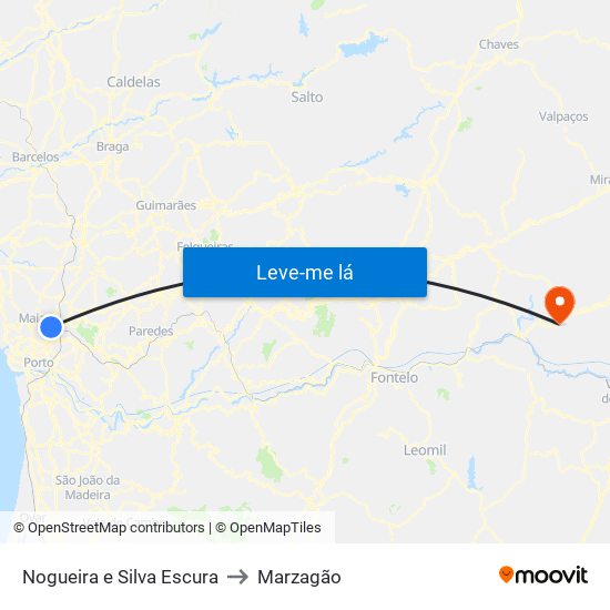 Nogueira e Silva Escura to Marzagão map