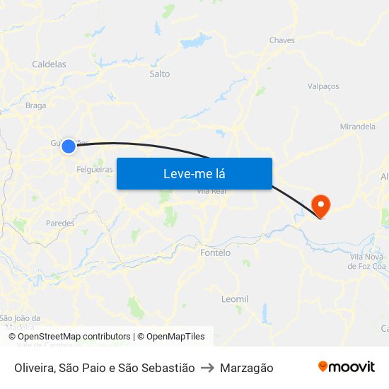 Oliveira, São Paio e São Sebastião to Marzagão map