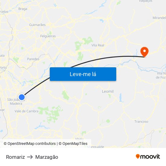 Romariz to Marzagão map
