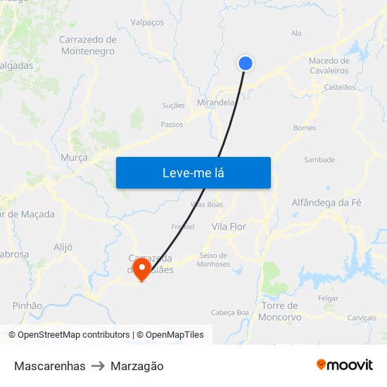 Mascarenhas to Marzagão map