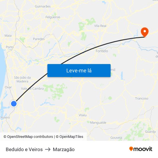 Beduído e Veiros to Marzagão map