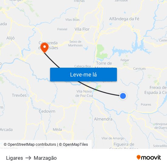Ligares to Marzagão map