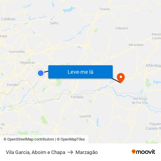 Vila Garcia, Aboim e Chapa to Marzagão map