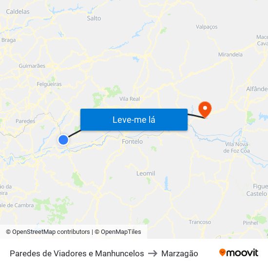 Paredes de Viadores e Manhuncelos to Marzagão map