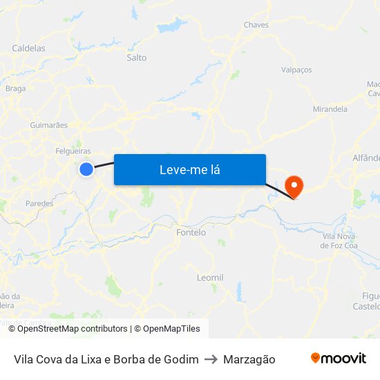 Vila Cova da Lixa e Borba de Godim to Marzagão map