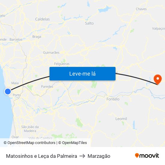 Matosinhos e Leça da Palmeira to Marzagão map