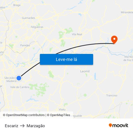 Escariz to Marzagão map