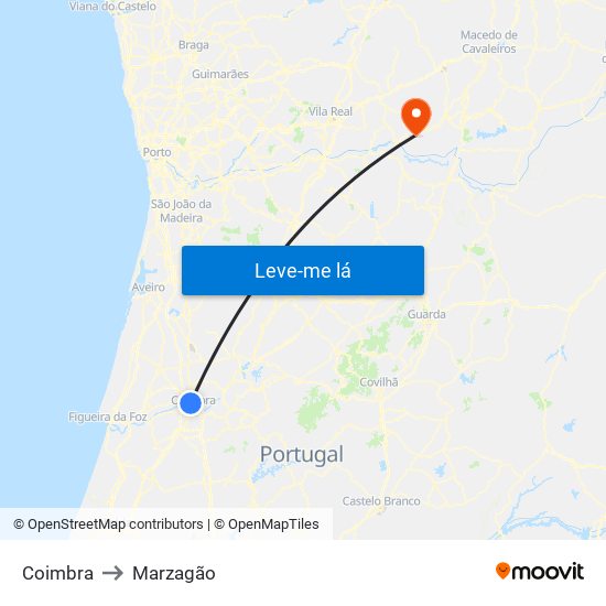 Coimbra to Marzagão map