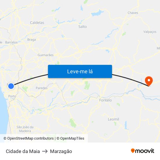 Cidade da Maia to Marzagão map