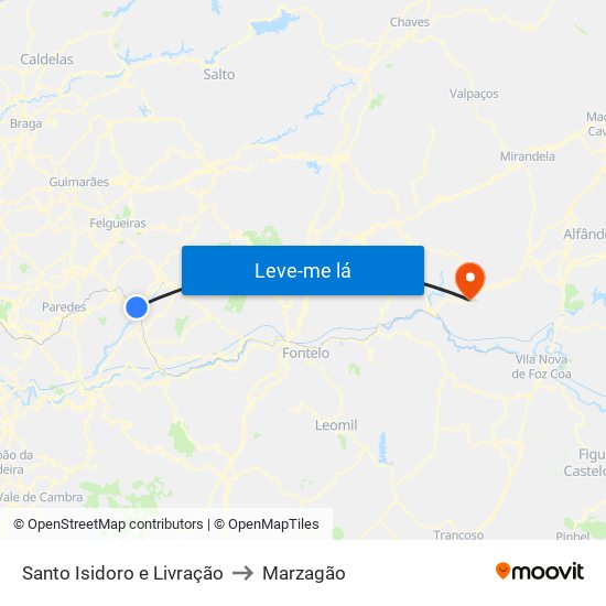 Santo Isidoro e Livração to Marzagão map