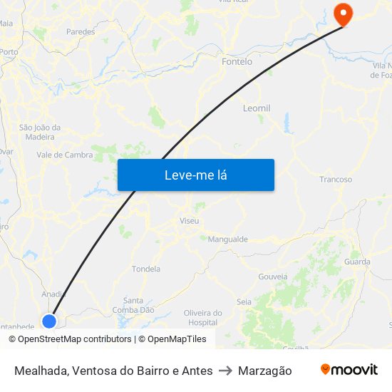 Mealhada, Ventosa do Bairro e Antes to Marzagão map