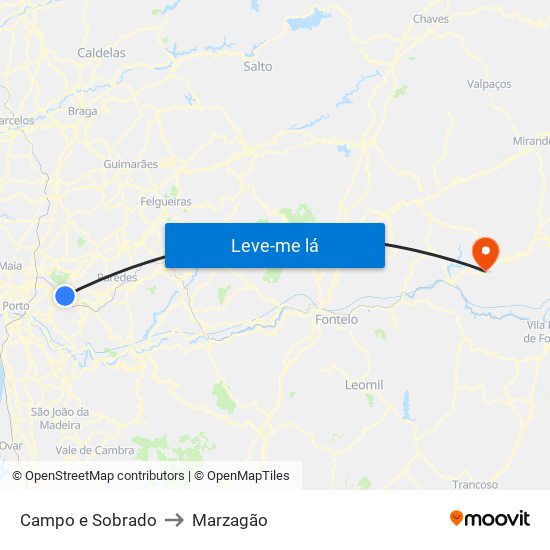 Campo e Sobrado to Marzagão map