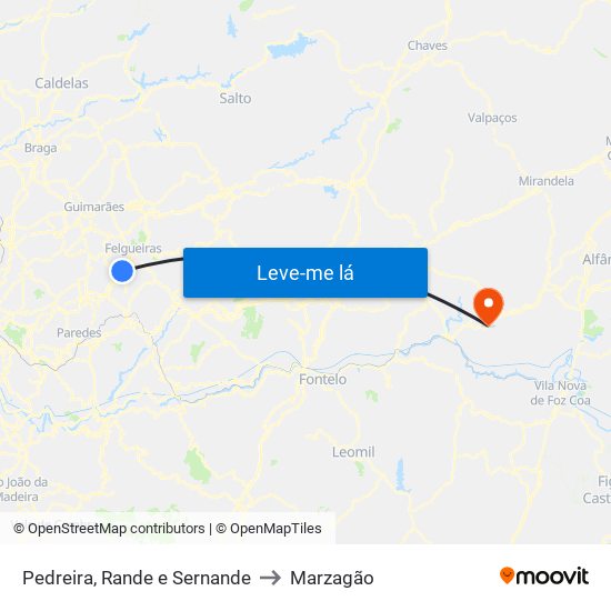 Pedreira, Rande e Sernande to Marzagão map