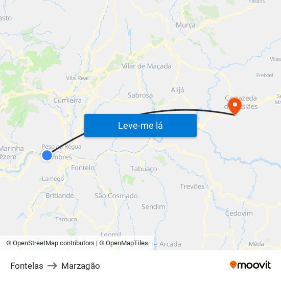 Fontelas to Marzagão map