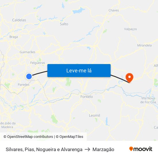 Silvares, Pias, Nogueira e Alvarenga to Marzagão map