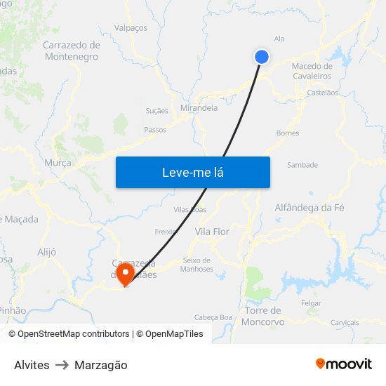Alvites to Marzagão map