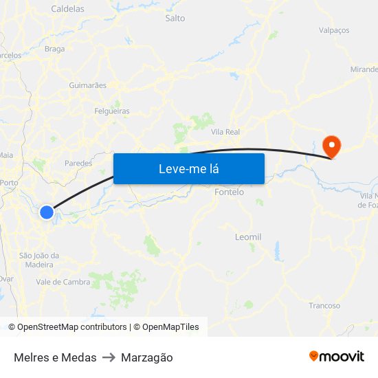 Melres e Medas to Marzagão map