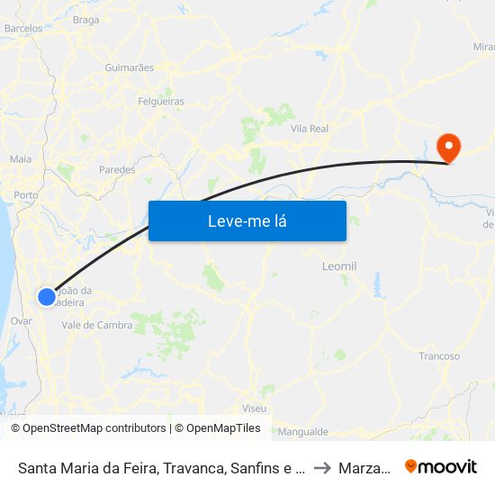 Santa Maria da Feira, Travanca, Sanfins e Espargo to Marzagão map