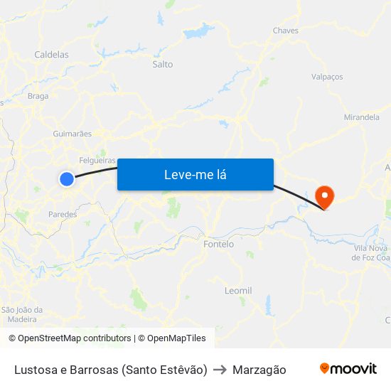 Lustosa e Barrosas (Santo Estêvão) to Marzagão map