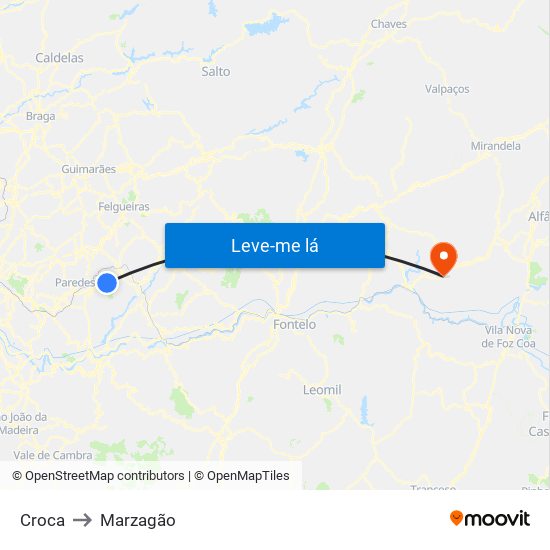 Croca to Marzagão map