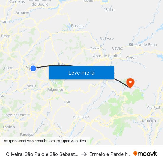 Oliveira, São Paio e São Sebastião to Ermelo e Pardelhas map