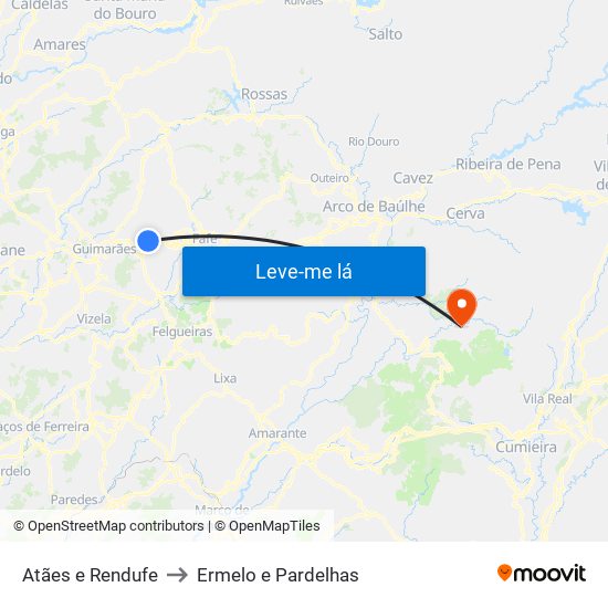 Atães e Rendufe to Ermelo e Pardelhas map