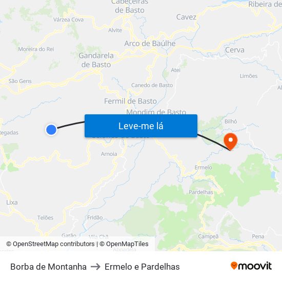 Borba de Montanha to Ermelo e Pardelhas map