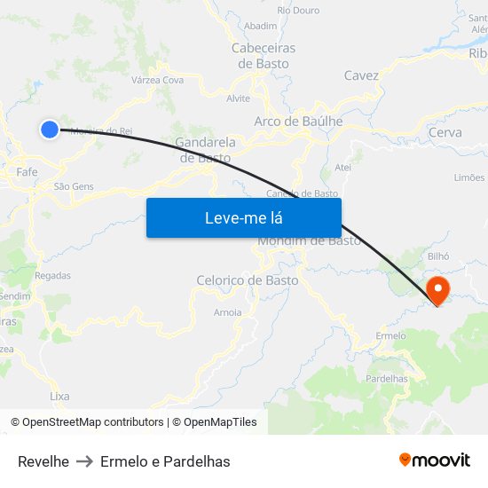 Revelhe to Ermelo e Pardelhas map