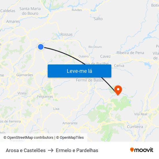 Arosa e Castelões to Ermelo e Pardelhas map