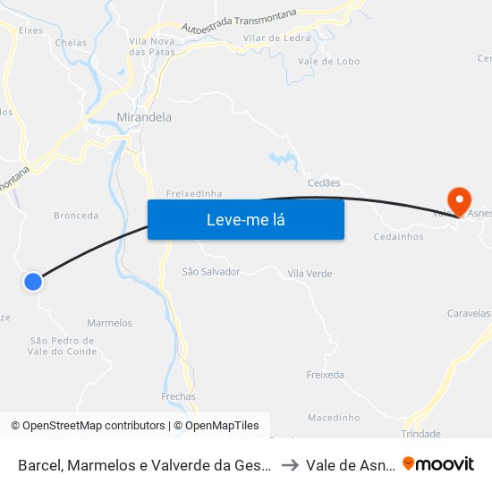 Barcel, Marmelos e Valverde da Gestosa to Vale de Asnes map