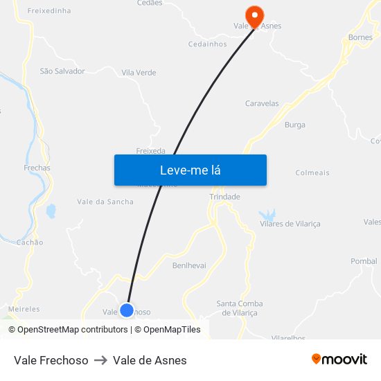 Vale Frechoso to Vale de Asnes map