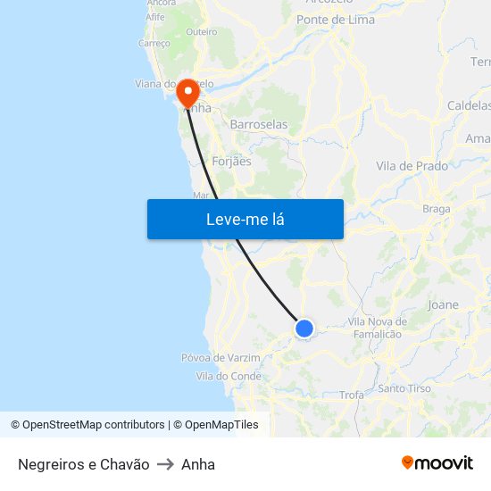 Negreiros e Chavão to Anha map