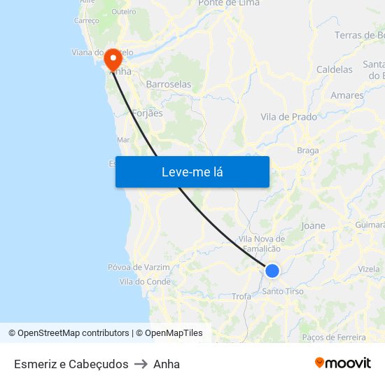 Esmeriz e Cabeçudos to Anha map