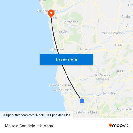 Malta e Canidelo to Anha map