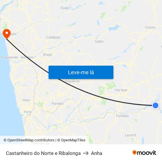 Castanheiro do Norte e Ribalonga to Anha map