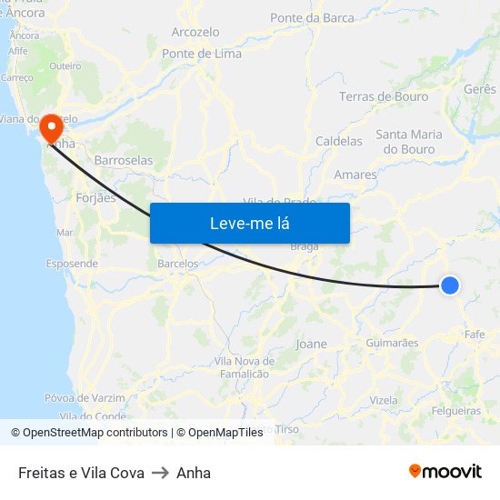 Freitas e Vila Cova to Anha map
