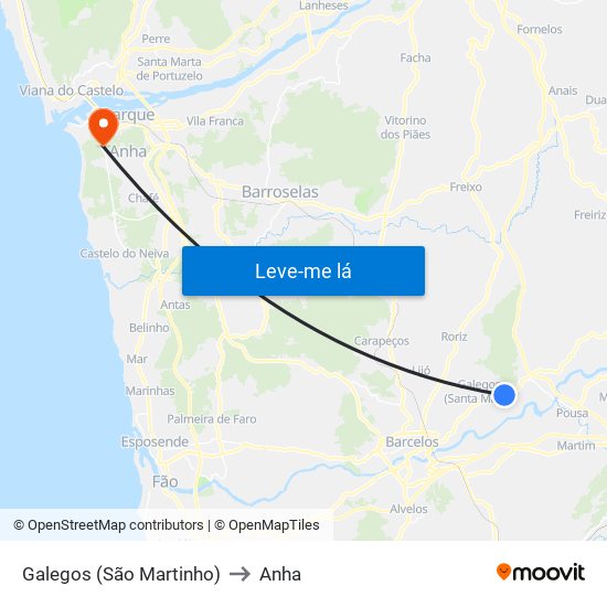Galegos (São Martinho) to Anha map