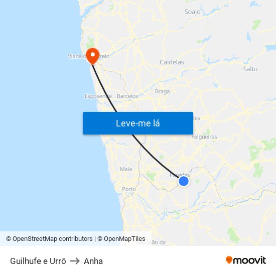 Guilhufe e Urrô to Anha map