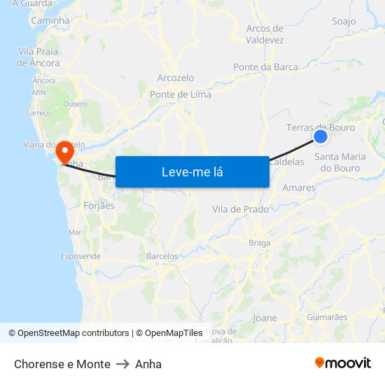 Chorense e Monte to Anha map