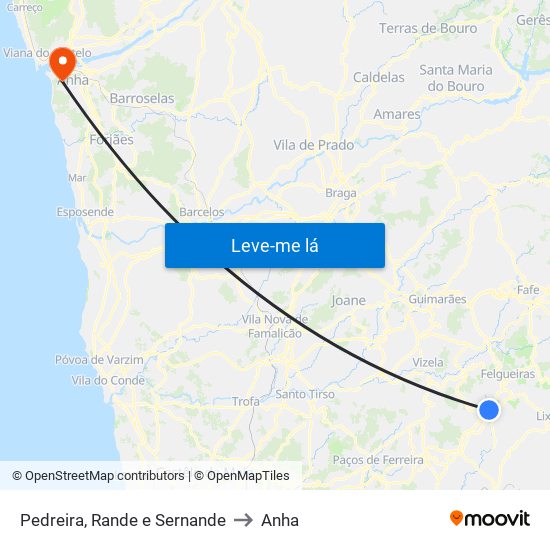 Pedreira, Rande e Sernande to Anha map