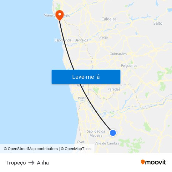 Tropeço to Anha map